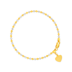 22K Gold Heart Beaded Bracelet