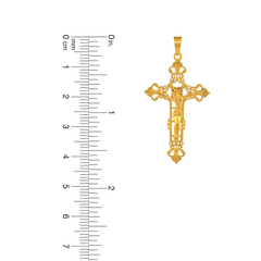 22K Gold Cross Christ Pendant