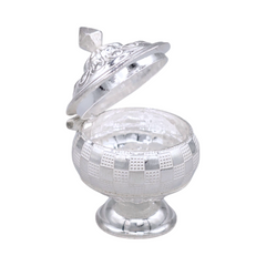 Silver Checkered Kumkum Box