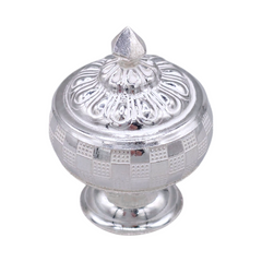 Silver Checkered Kumkum Box