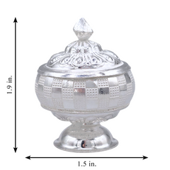 Silver Checkered Kumkum Box