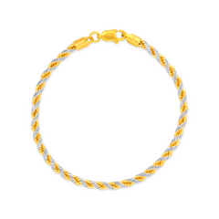 22K Gold Two Tone Rope Bracelet