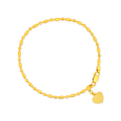 22K Gold Heart Charm Bracelet