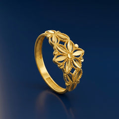 22K Gold Marquise Floral Ring