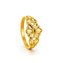 22K Gold Marquise Floral Ring