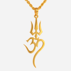 22K Gold OM Trishul Pendant