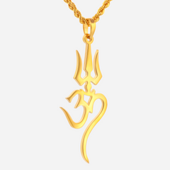 22K Gold OM Trishul Pendant