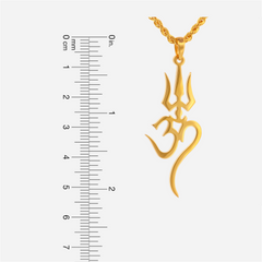 22K Gold OM Trishul Pendant