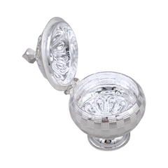 Silver Checkered Kumkum Box