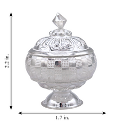Silver Checkered Kumkum Box