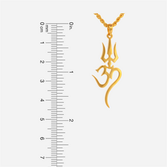 22K Gold OM Trishul Small Pendant