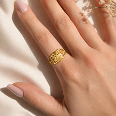 22K Gold Leaf Filigree Ring