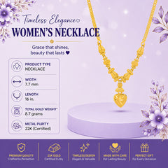 22K Gold Traditional Gold Heart Necklace