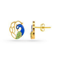 22K Gold Peacock Necklace & Earrings Set