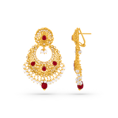 22K Gold Filigree Pendant with Earrings Set