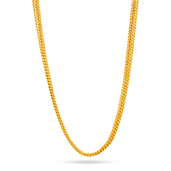 22K Gold Sleek Handmade V Chain - 18"