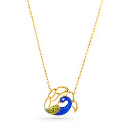 22K Gold Peacock Necklace & Earrings Set