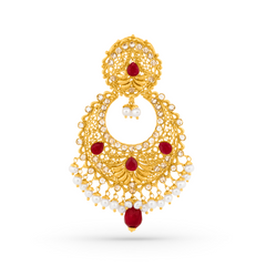 22K Gold Filigree Pendant with Earrings Set