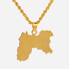 22K Gold Old Punjab Map Pendant