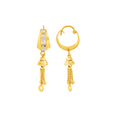 22K Gold Hoop Earrings with Layered Dangle