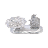 Silver Ganesha Diya Stand