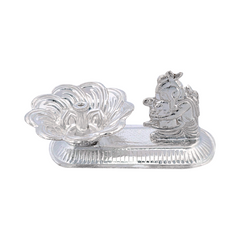 Silver Ganesha Diya Stand