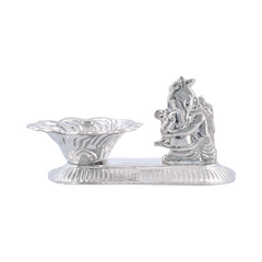 Silver Ganesha Diya Stand