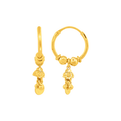 22K Gold Hoop Earrings with Ornate Dangling