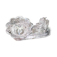 Silver Ganesha Diya Stand