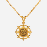 22K Gold Floral OM Pendant