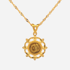 22K Gold Floral OM Pendant