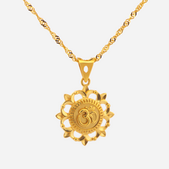 22K Gold Floral OM Pendant