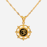 22K Gold Floral OM Pendant