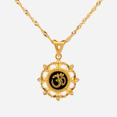 22K Gold Floral OM Pendant