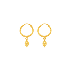 22K Gold Classic Textured Hoop Earrings
