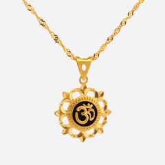 22K Gold Floral OM Pendant