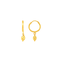 22K Gold Classic Textured Hoop Earrings