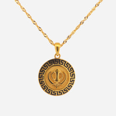 22K Gold Khanda Greek-BD Pendant