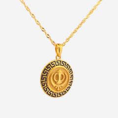 22K Gold Khanda Greek-BD Pendant