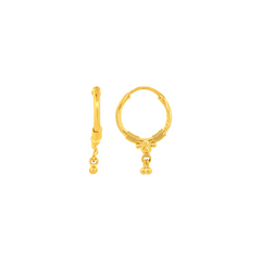 22K Gold Traditional Hoop Earrings with Leaf Motif
