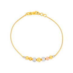 22K Gold Tricolor Elegance Beaded Bracelet