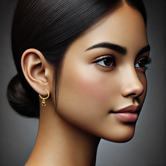 22K Gold Hoop Earrings with Black Bead Charms