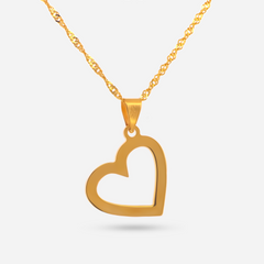 22K Gold Angled Heart Pendant