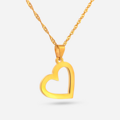 22K Gold Angled Heart Pendant