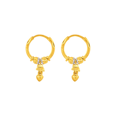 22K Gold Ethnic Hoops Earrings