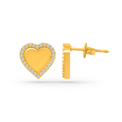 22K Gold Elegant Heart-Shaped Pendant with Earrings Set