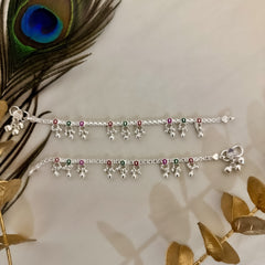 Silver Colorful Kids Anklets