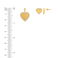 22K Gold Elegant Heart-Shaped Pendant with Earrings Set