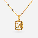 22K Gold "M" Initial Frame Pendant