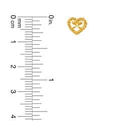 22K Gold Bow Heart Stud Earrings